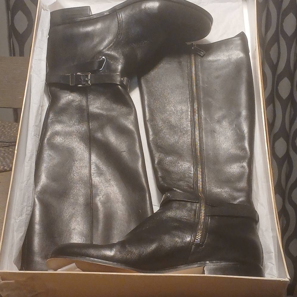Michael Kors Black Leather Riding Boots